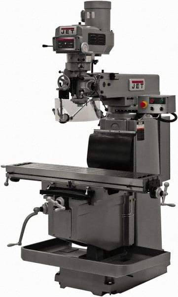 Jet - 12" Table Width x 54" Table Length, Variable Speed Pulley Control, 3 Phase Knee Milling Machine - R8 Spindle Taper, 5 hp - Caliber Tooling