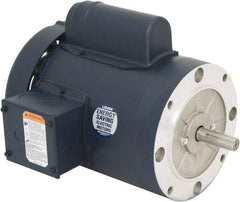 Leeson - 1-1/2 Max hp, 3,600 Max RPM, Capacitor Start Electric AC DC Motor - 115/230 V Input, Single Phase, 56C Frame, 5/8" Shaft Diam, C-Face Mount, TEFC Enclosure - Caliber Tooling