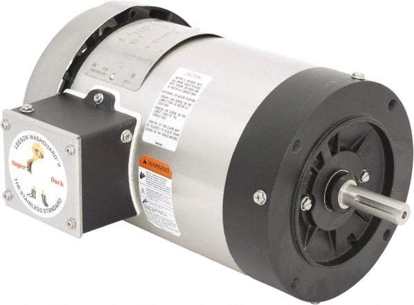 Leeson - 1 Max hp, 1,800 Max RPM, Premium Efficient Electric AC DC Motor - 230/460 V Input, Three Phase, 56C Frame, C-Face Mount, TEFC Enclosure - Caliber Tooling