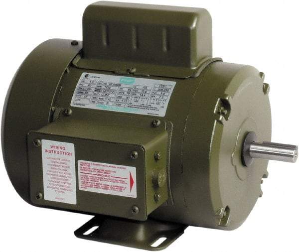 Leeson - 1 Max hp, 1,800 Max RPM, Capacitor Start Electric AC DC Motor - 115-208/230 V Input, Single Phase, 56 Frame, Rigid Base Mount, TEFC Enclosure - Caliber Tooling