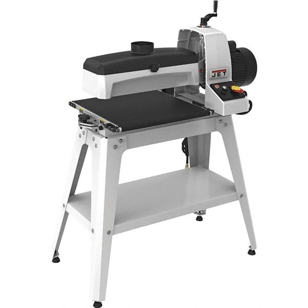 Jet - 5" Diam x 16" Long, Single Phase Floor Drum Sanding Machine - 2-3/8" Sanding Depth, 1/32 to 3" Thick x 32" Wide Workpiece, 0 to 10 SFPM Workpiece Rate - Caliber Tooling