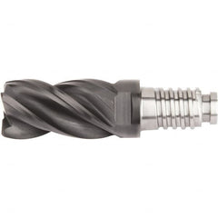 Kennametal - 10mm Diam, 15mm LOC, 4 Flute, 0.5mm Corner Radius End Mill Head - Solid Carbide, AlTiN Finish, Duo-Lock 10 Connection, Spiral Flute, 37 & 39° Helix, Centercutting - Caliber Tooling