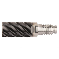 Kennametal - 3/8" Diam, 9/16" LOC, 6 Flute, 0.381mm Corner Radius End Mill Head - Solid Carbide, AlTiN Finish, Duo-Lock 12 Connection, Spiral Flute, 45° Helix, Centercutting - Caliber Tooling