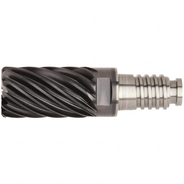 Kennametal - 10mm Diam, 15mm LOC, 9 Flute, 1.5mm Corner Radius End Mill Head - Solid Carbide, AlTiN Finish, Duo-Lock 10 Connection, Spiral Flute, 36° Helix - Caliber Tooling