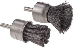 Camel Grinding Wheels - 1" Brush Diam, Crimped, End Brush - 1/4" Diam Shank, 1/4" Pilot Diam - Caliber Tooling