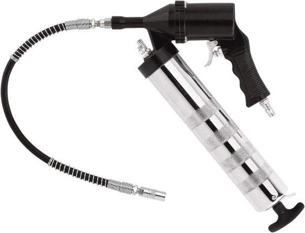 lumax - 6,000 Max psi, Rigid Air-Operated Grease Gun - 14 oz Capacity, 1/8 Thread Outlet, 28 Strokes per oz, 3-Way Fill - Caliber Tooling