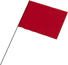 Ability One - 4" High x 5" Wide, Red PVC Marking Flag - 21" Overall Height - Caliber Tooling