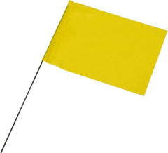 Ability One - 4" High x 5" Wide, Yellow PVC Marking Flag - 21" Overall Height - Caliber Tooling