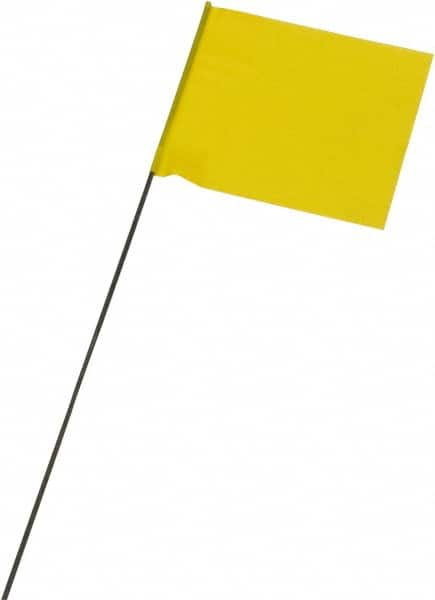 Ability One - 3" High x 3-1/2" Wide, Yellow PVC Marking Flag - 15" Overall Height - Caliber Tooling