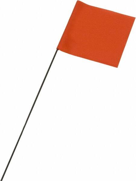 Ability One - 3" High x 3-1/2" Wide, Orange PVC Marking Flag - 21" Overall Height - Caliber Tooling