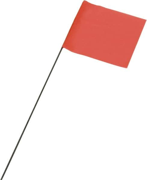 Ability One - 3" High x 3-1/2" Wide, Fluorescent Orange PVC Marking Flag - 21" Overall Height - Caliber Tooling