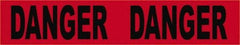 NMC - 200' Long x 3" Wide Roll, Vinyl, Black & Red Barricade Tape - Message: Danger - Caliber Tooling