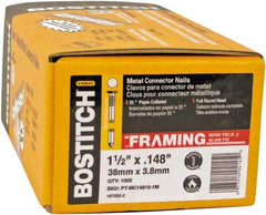 Stanley Bostitch - 16 Gauge 0.0598" Shank Diam 2-1/2" Long Metal Connecting Nails for Power Nailers - Steel, Galvanized Finish, Smooth Shank, Angled Stick Paper Tape Collation, Round Head - Caliber Tooling