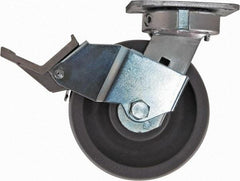 Caster Connection - 6" Diam x 2" Wide x 7-1/2" OAH Top Plate Mount Swivel Caster with Brake - Nylon, 1,500 Lb Capacity, Sealed Precision Ball Bearing, 4 x 4-1/2" Plate - Caliber Tooling