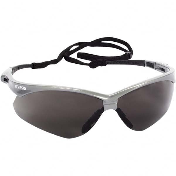 Jackson Safety - Smoke Lenses, Framed Safety Glasses - Anti-Fog, Scratch Resistant, Silver Nylon Frame, Size Universal, Wrap Around - Caliber Tooling