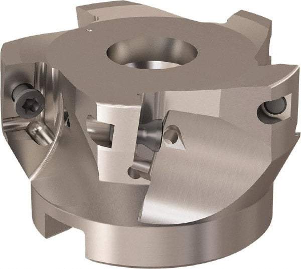 Seco - 5 Inserts, 66mm Cut Diam, 27mm Arbor Diam, 17mm Max Depth of Cut, Indexable Square-Shoulder Face Mill - 90° Lead Angle, 40mm High, XO.X 12.. Insert Compatibility, Through Coolant, Series R220.69 - Caliber Tooling