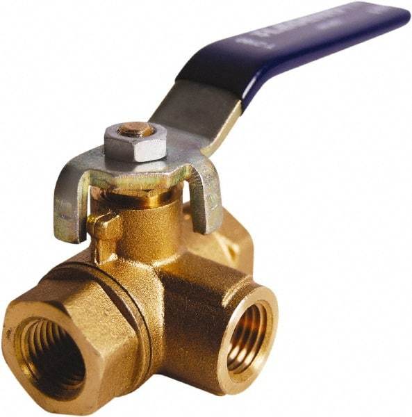 Legend Valve - 2" Pipe, Large Port, Brass Diverter Ball Valve - Inline - Three Way Flow, FIPT x FIPT x FIPT Ends, Lever Handle, 600 WOG, 150 WSP - Caliber Tooling