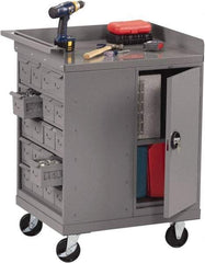 Tennsco - 1,000 Lb Capacity, 1 Shelf, 1 Door Mobile Bench - 33" Wide x 25" Deep x 43" High, Steel - Caliber Tooling