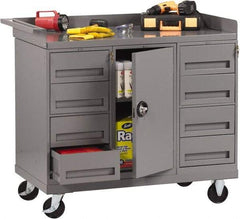 Tennsco - 1,000 Lb Capacity, 1 Shelf, 8 Drawer, 1 Door Mobile Bench - 45" Wide x 25" Deep x 43" High, Steel - Caliber Tooling