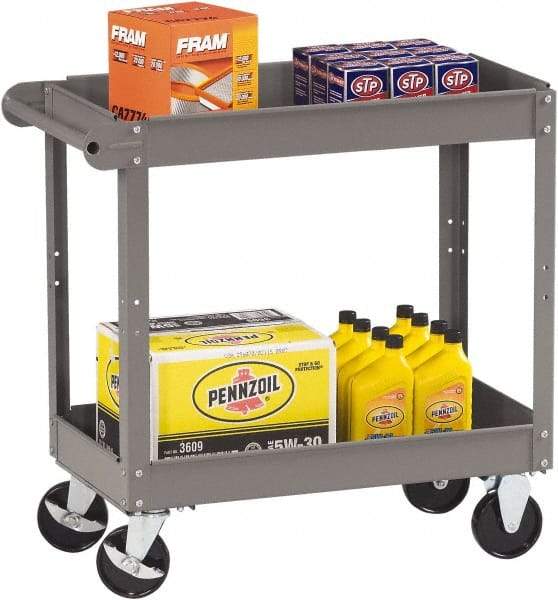 Tennsco - 150 Lb Capacity, 30" Wide x 16" Long x 32" High Service Cart - 2 Shelf, Steel, 2 Rigid/2 Swivel Casters - Caliber Tooling