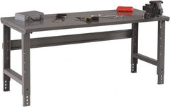 Tennsco - 60 Wide x 30" Deep x 33-1/2" High, 12 Gauge Steel Workbench - Adjustable Height Legs, Medium Gray - Caliber Tooling