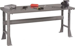 Tennsco - 60 Wide x 30" Deep x 33-1/2" High, 12 Gauge Steel Workbench - Fixed Flared Legs, Medium Gray - Caliber Tooling