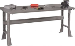 Tennsco - 48 Wide x 30" Deep x 33-1/2" High, 12 Gauge Steel Workbench - Fixed Flared Legs, Medium Gray - Caliber Tooling