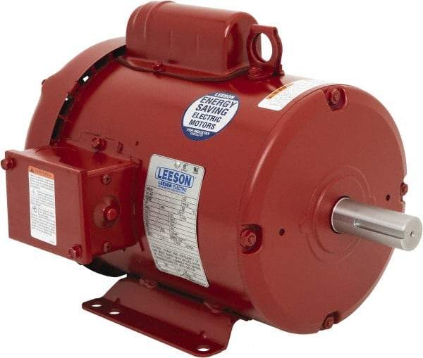 Leeson - 2 Max hp, 1,800 Max RPM, Electric AC DC Motor - 115/208-230 V Input, Single Phase, 182T Frame, 1-1/8" Shaft Diam, Rigid Base Mount, TEFC Enclosure - Caliber Tooling