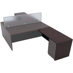 ALERA - Woodgrain Laminate Return/Bridge Shell Desk - 47-1/4" Wide x 23-5/8" Deep x 29-5/8" High, Mahogany - Caliber Tooling