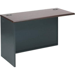 Hon - Steel-Reinforced High-Pressure Laminate Return/Bridge Shell Desk - 48" Wide x 24" Deep x 29-1/2" High, Mahogany/Charcoal - Caliber Tooling