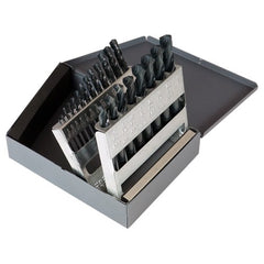 ‎1/16-3/8 RHS / RHC HSS 135 Degree Split Point Heavy Duty Screw Machine Length Drill Set - Steam Oxide - Exact Industrial Supply