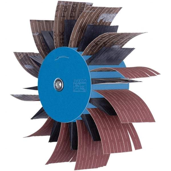 PFERD - 7" Diam x 2" Face Width, Aluminum Oxide Coated Mounted Flap Wheel - 3/8" Shank Mount, 3,500 Max RPM - Caliber Tooling