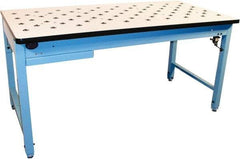 Proline - 1 Drawer, Retractable Ball Transfer Station - 800 Lb Capacity, ESD Laminate Top, Light Blue, 60" Wide x 36" High x 30" Long - Caliber Tooling