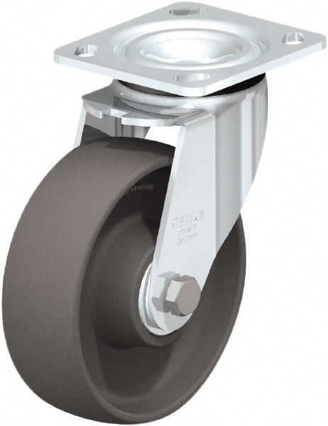 Swivel Top Plate Caster: Nylon, 6″ Wheel Dia, 2″ Wheel Width, 880 lb Capacity, 7-1/2″ OAH Nylon, 880 Lb Capacity, Ball Bearing, 4 x 4-1/2″ Plate