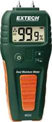 Extech - 32 to 122°F Operating Temp, Moisture Meter - LCD Display, Includes (2) Pins, Protective Cap, 9V Battery - Caliber Tooling