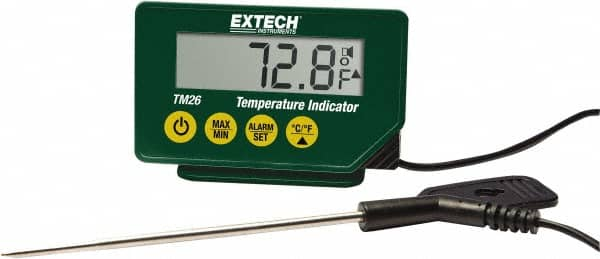 Extech - -40 to 392°F Waterproof Digital Thermometer - LCD Display, Stainless Steel Probe Sensor, CR-2032 Power - Caliber Tooling