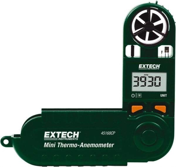 Extech - Airflow Meters & Thermo-Anemometers Type: Thermo-Anemometer Maximum Air Velocity ft/min (Feet): 3937 - Caliber Tooling