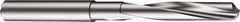 Sandvik Coromant - 6.3mm 130° Spiral Flute Solid Carbide Screw Machine Drill Bit - Uncoated, Right Hand Cut, 1.3386" Flute Length, 3.1102" OAL, Split Point, Straight Shank, Through Coolant - Caliber Tooling