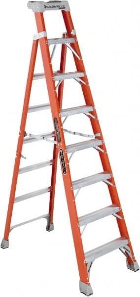 Louisville - 7 Steps, 8' High, Type IA Rating, Fiberglass Step Ladder - Caliber Tooling