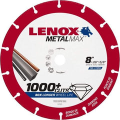 Lenox - 8" 40/50 Grit Diamond Cutoff Wheel - 0.06" Thick, 5/8" Arbor, 7,600 Max RPM, Use with Circular Saws - Caliber Tooling