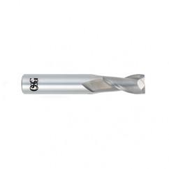 3/8 Dia. x 2-1/2 Overall Length 2-Flute .030 C/R Solid Carbide SE End Mill-Round Shank-Center Cutting-Uncoated - Caliber Tooling