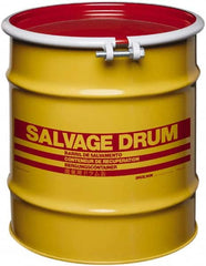 Made in USA - 20 Gallon Yellow with Red Cover Carbon Steel Open Head Drum - 19-1/4" High x 18-1/4" Diam - Caliber Tooling