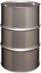 Made in USA - 55 Gallon Cylindrical Stainless Steel Tight Head Drum - 33" High x 22-1/2" Diam - Caliber Tooling