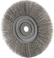 Weiler - 8" OD, 3/4" Arbor Hole, Crimped Stainless Steel Wheel Brush - 0.0118" Filament Diam - Caliber Tooling