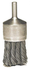 Weiler - 1-1/8" Brush Diam, Knotted, End Brush - 1/4" Diam Shank, 20,000 Max RPM - Caliber Tooling