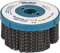 Weiler - 4" 80 Grit Silicon Carbide Disc Brush - Medium Grade, Plain Hole Connector, 1-1/2" Trim Length, 7/8" Arbor Hole - Caliber Tooling