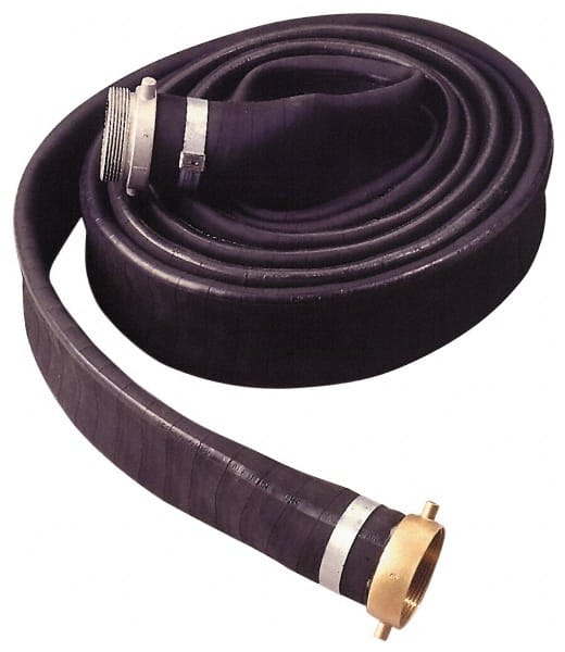 4″ Inside x 4-3/8″ Outside Diam, Rubber Liquid Suction & Discharge Hose Black, 25' Long, 75 psi Working & 450 psi Brust Pressure