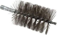 Schaefer Brush - 4-1/2" Brush Length, 3" Diam, Double Stem, Single Spiral Tube Brush - 7-1/4" Long, Stainless Steel, 1/4" NPSM Male Connection - Caliber Tooling