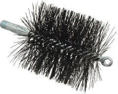 Schaefer Brush - 4-1/2" Brush Length, 4" Diam, Double Stem, Double Spiral Tube Brush - 7-1/2" Long, Tempered Steel Wire, 1/4" NPT Male Connection - Caliber Tooling