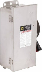 Square D - 30 Amp, 600 VAC/VDC, 3 Pole Fused Safety Switch - NEMA 12, 3, 3R, 4 & 4X, 7.5 hp at 480 VAC, 5 hp at 250 VDC (Single Phase), 20 hp at 600 VAC, 10 hp at 600 VDC (Triple Phase), 3PST Contact Form - Caliber Tooling